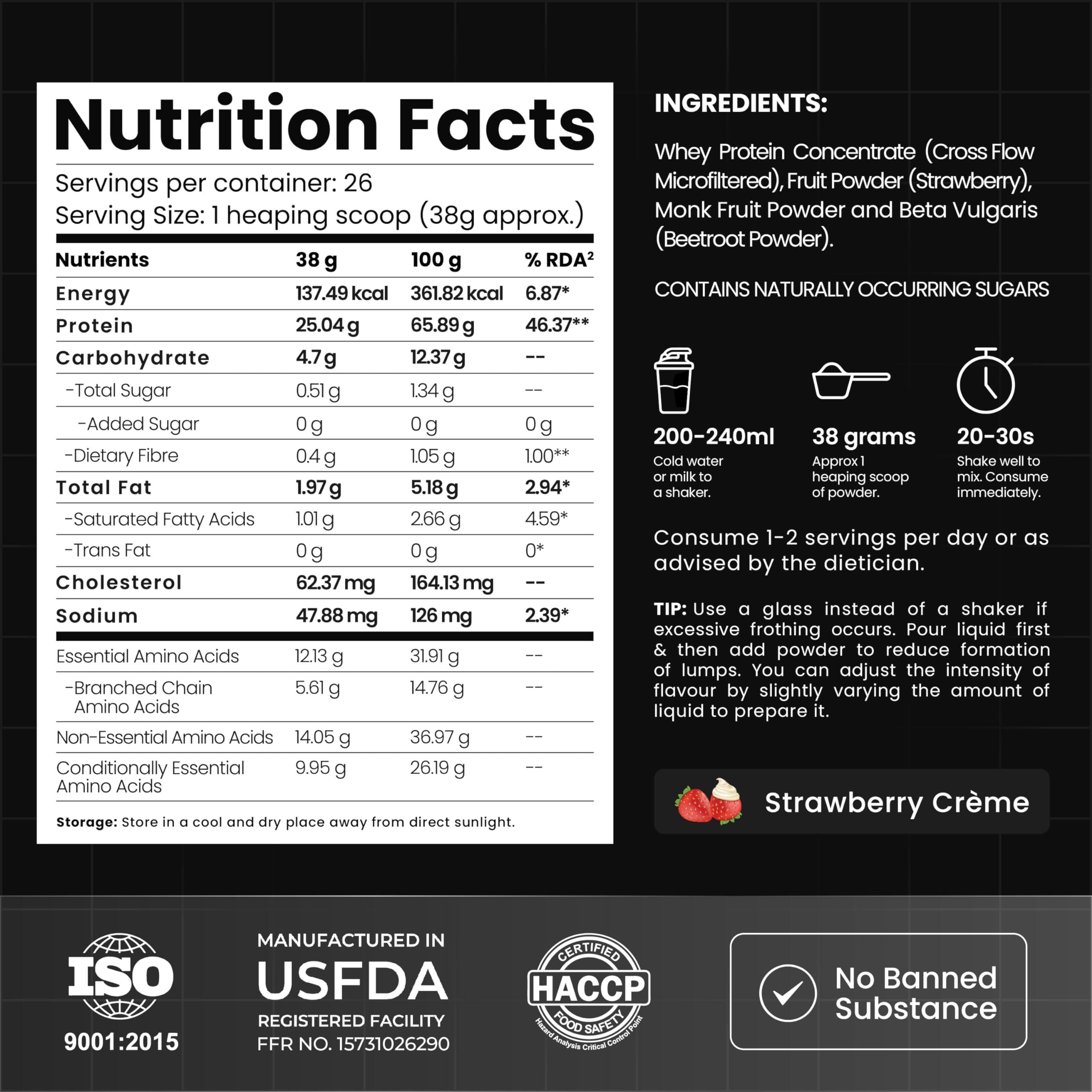 Athlab Athlab (by Nutrabay) Instant Whey Protein Concentrate Powder - 1kg, Strawberry | 25g Protein, 5.6g BCAA | Easy to Digest | Lab Tested | Naturally Flavored & Sweetened with Monkfruit | For Men & Women