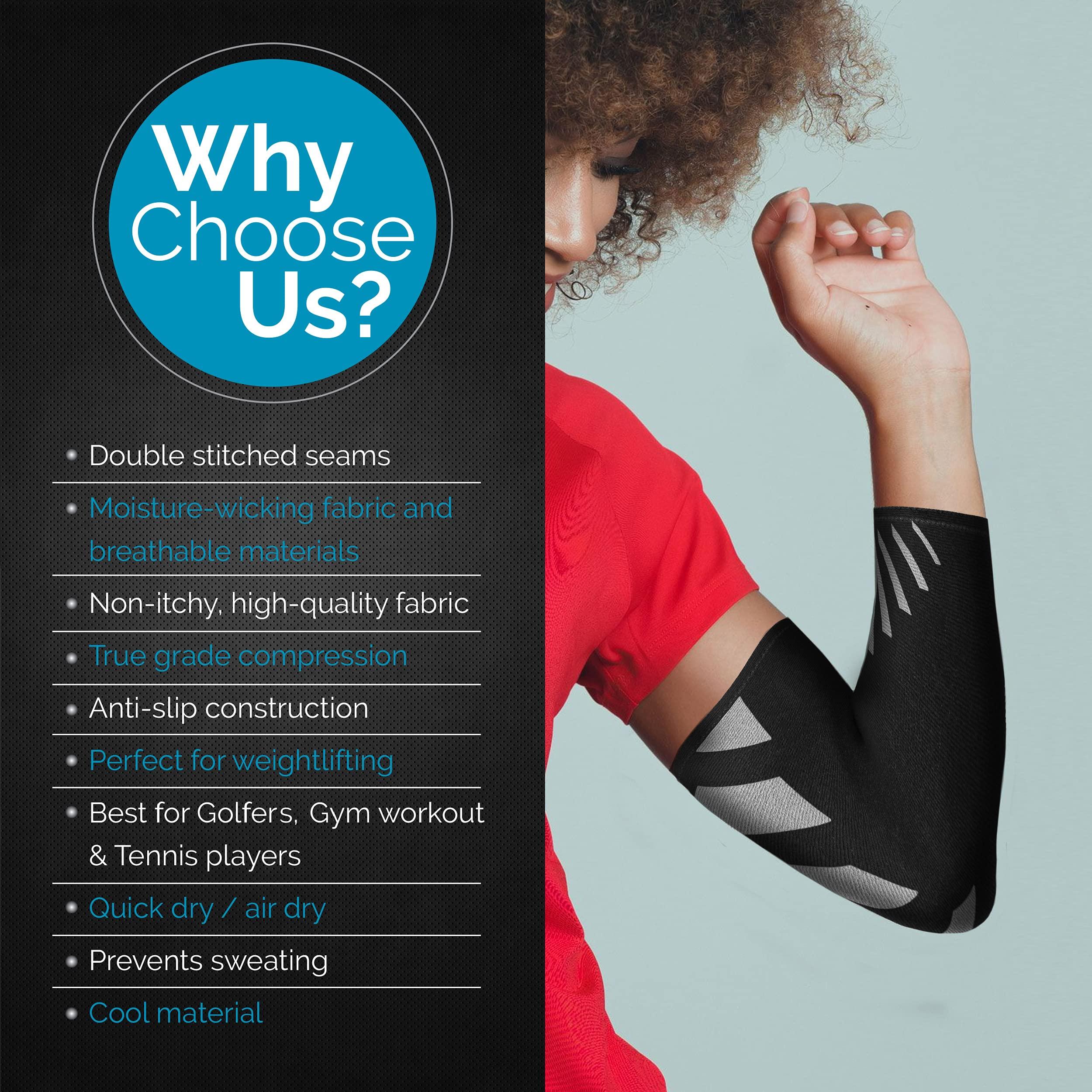 Physix Gear Sport Physix Gear Elbow Brace for Tendonitis - Best Compression Arm Sleeve, Tennis Elbow Brace & Elbow Compression Sleeve for Elbow Support, Tennis Elbow Treatment & Elbow Sleeve Weightlifting 1pk Grey S