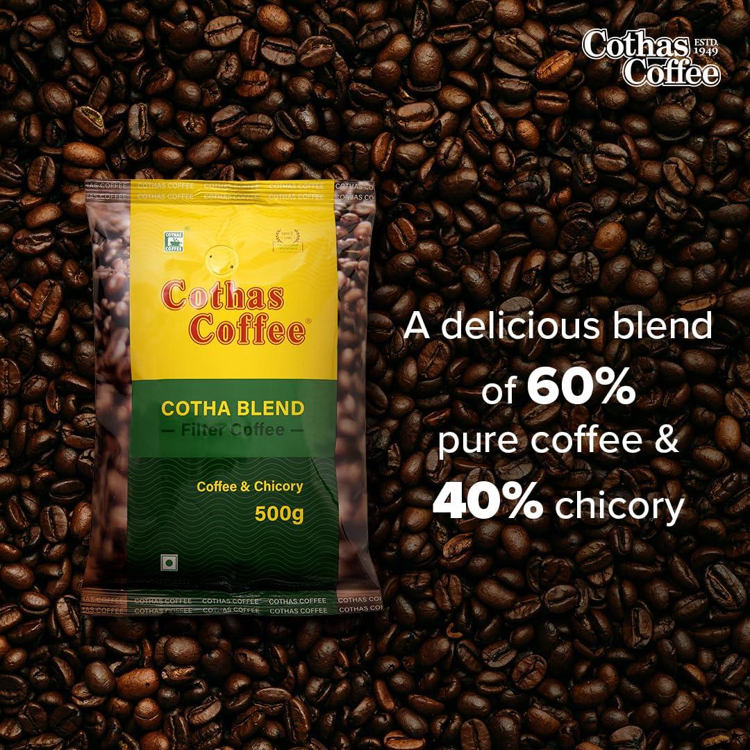 Cothas Cothas Cotha Blend | Filter Coffee | 60% Coffee 40% Chicory (500G), Powder, Packet