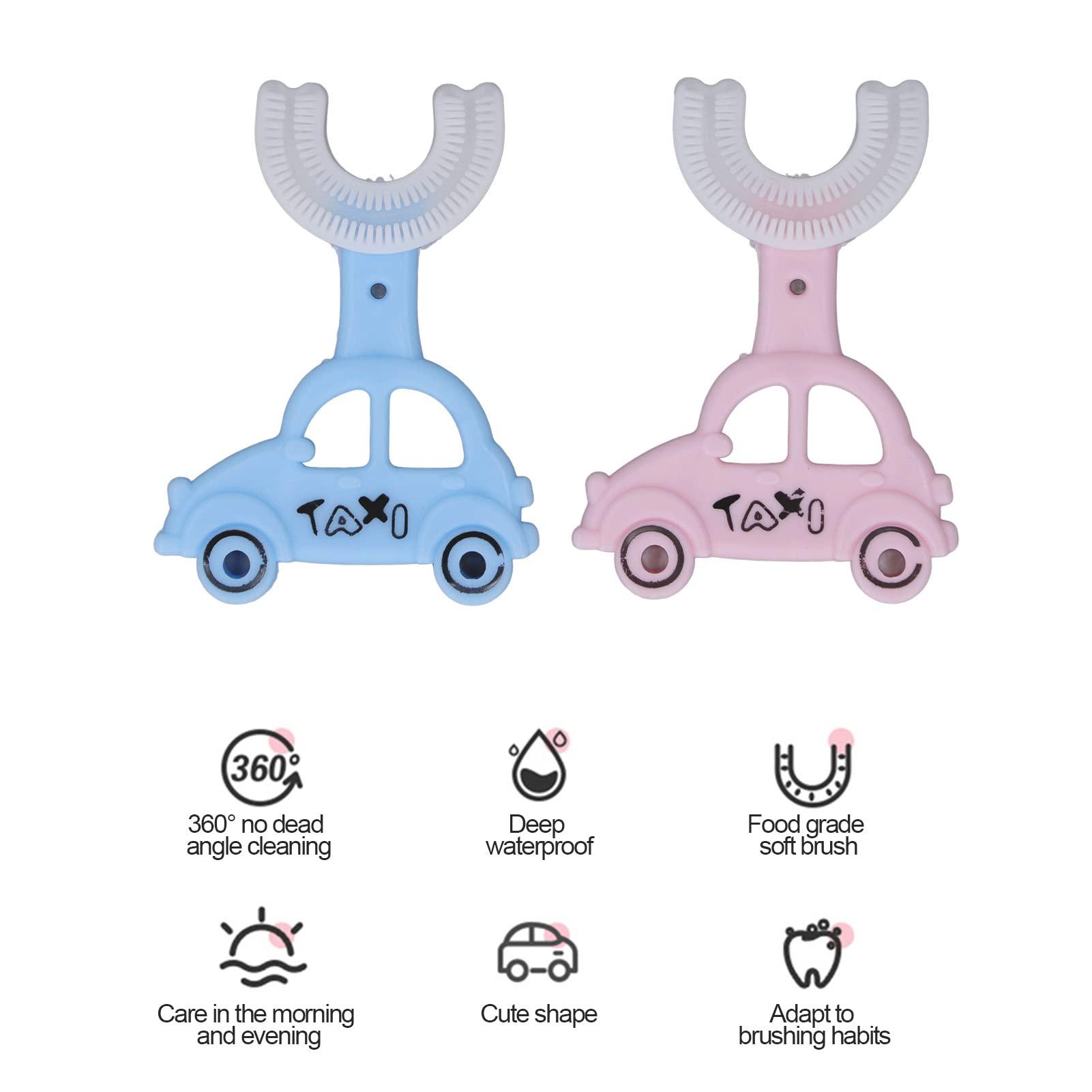 JUMZ U-shaped toothbrush Two cute cartoon car-shaped silicone toothbrushes for traveling home