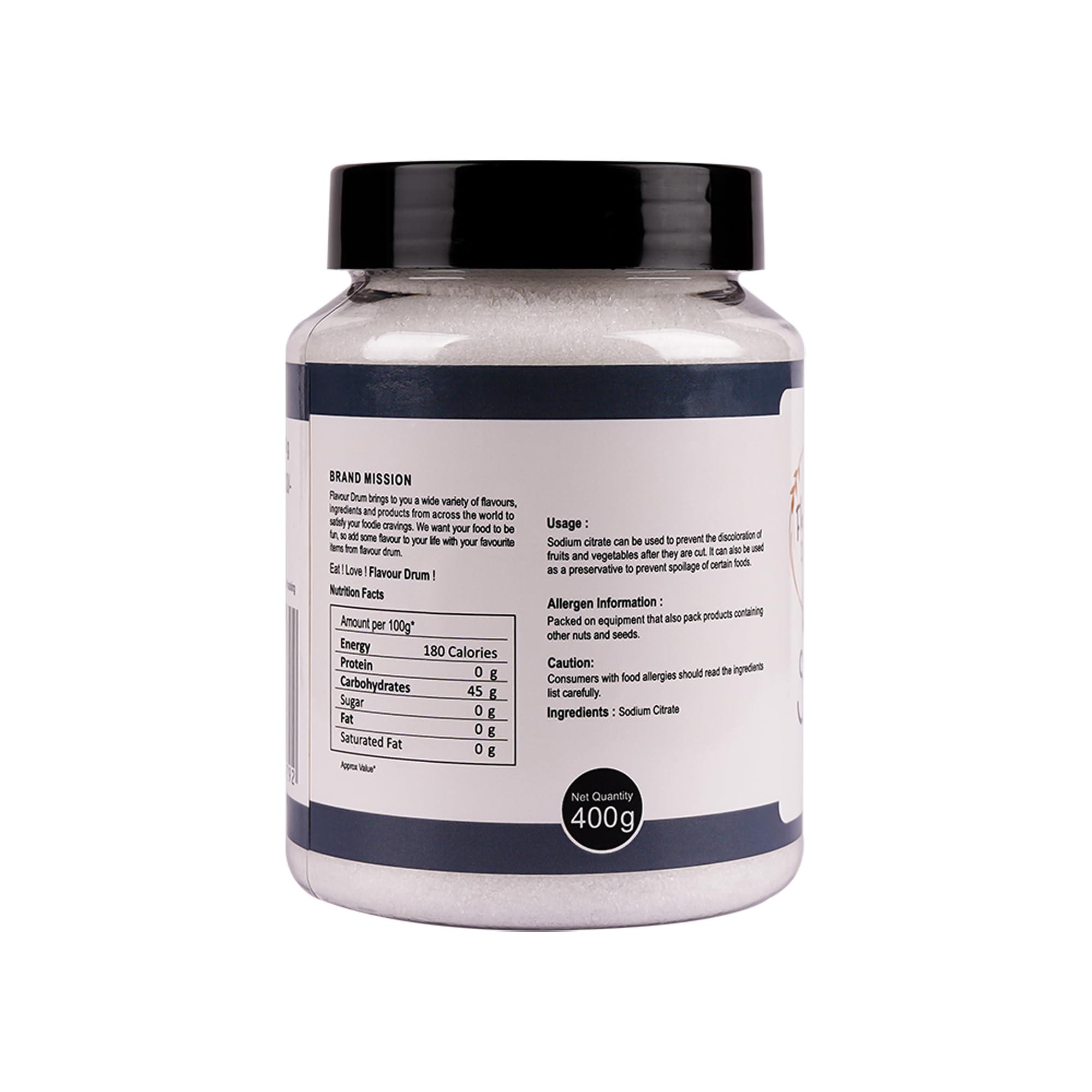 Flavour Drum Flavour Drum Sodium Citrate, 400 g | Food Grade | Improves Texture | Preservative |