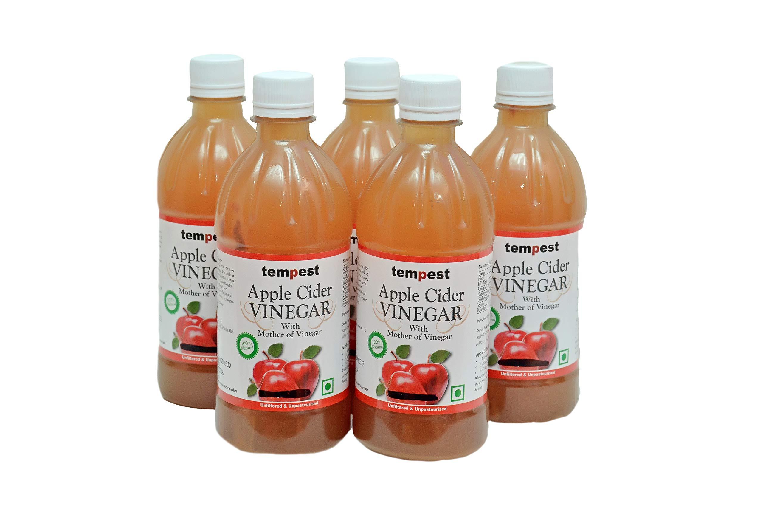 Generic Tempest Apple Cider Vinegar with Mother Vinegar, Raw, Unfiltered and Undiluted - 500 ml (Pack of 5)