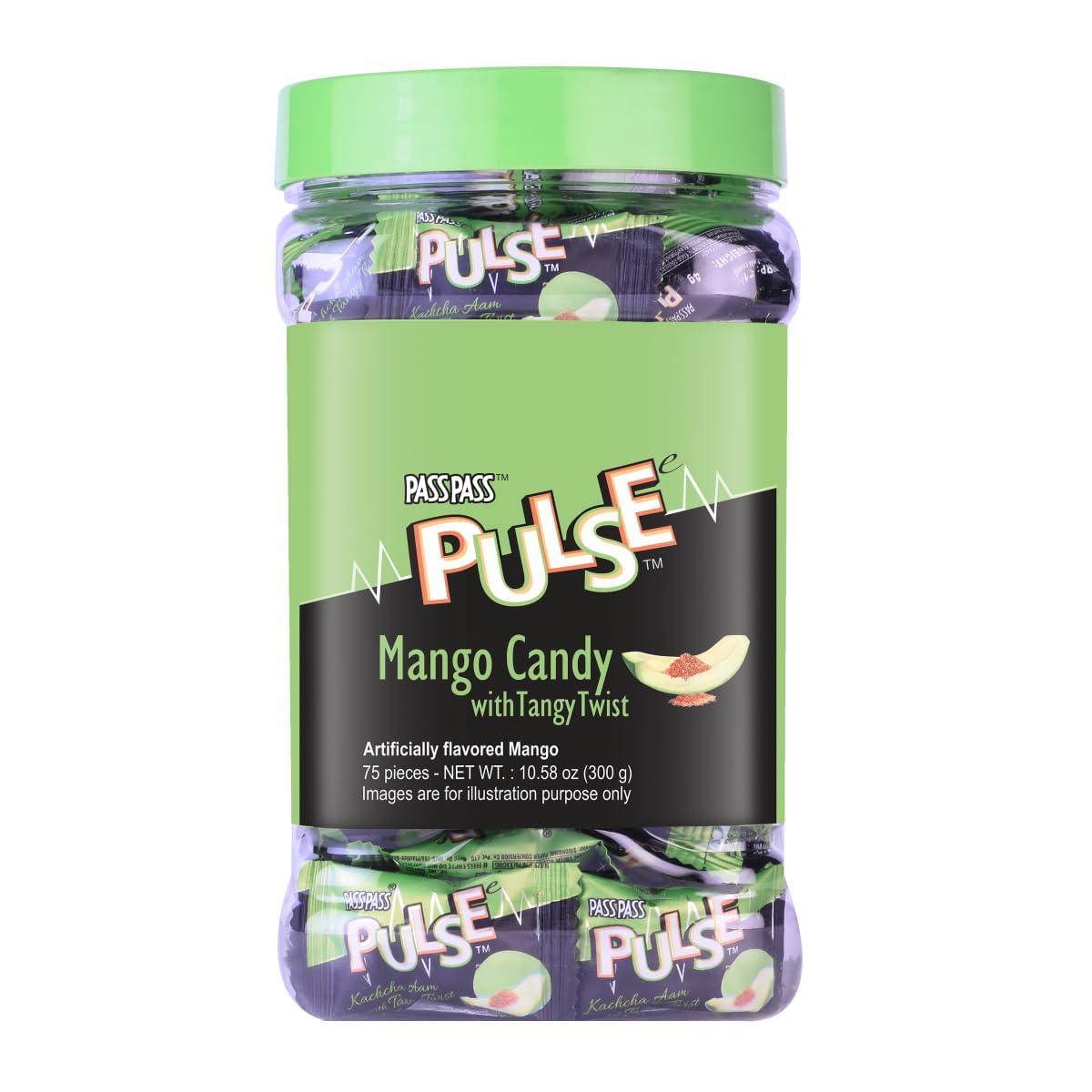 Generic Pulse Candy Pass Pass Sensational Kacchaa Aam Flavor Candy - 167 Pcs Jar, 4 Grams