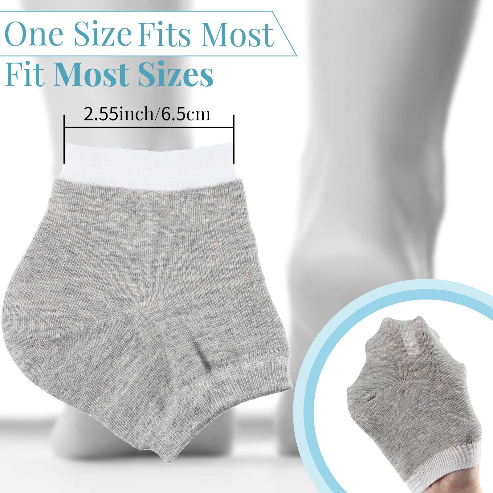 Geyoga Geyoga 2 Pairs Of Open-Toe Moisturising Gel Heel Socks, Spa Sock For Men Or Women Foot Care, Cracked Heels, Dry Feet, Foot Calluses, Dead Skin, Black, Grey