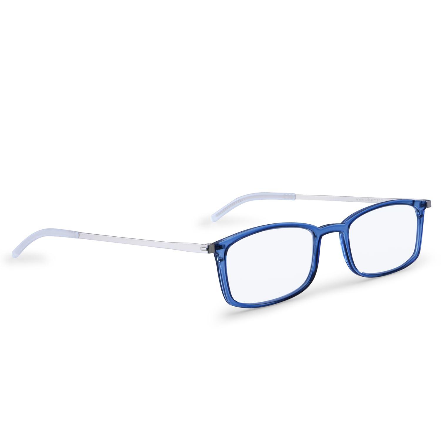 DR. HARMANN\'S READING GLASSES DR.HARMANN\'S READING GLASSES FLAT READERS FITTED WITH BLUE BLOCK LENS (Model: COMPACT 4 Transperant Blue colour +1.00)