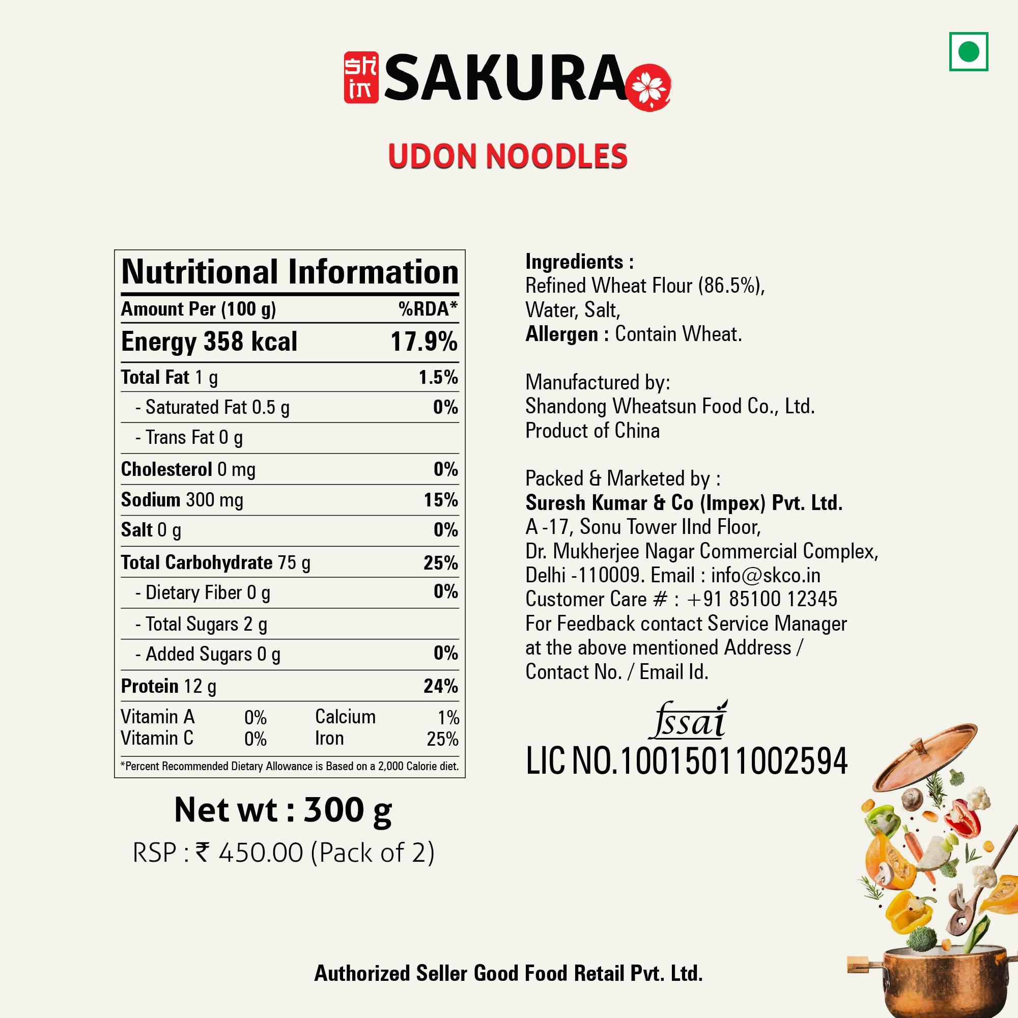 Sakura Sakura Udon Noodles, Pack Of 2, Vegetarian, 300 grams