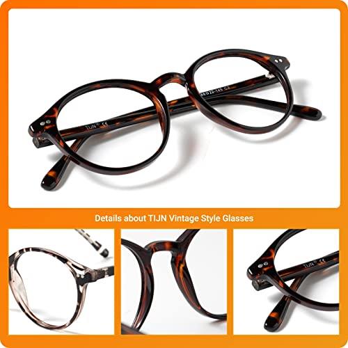 TIJN TIJN Blue Light Blocking Glasses Men Women Vintage Thick Round Rim Frame Eyeglasses
