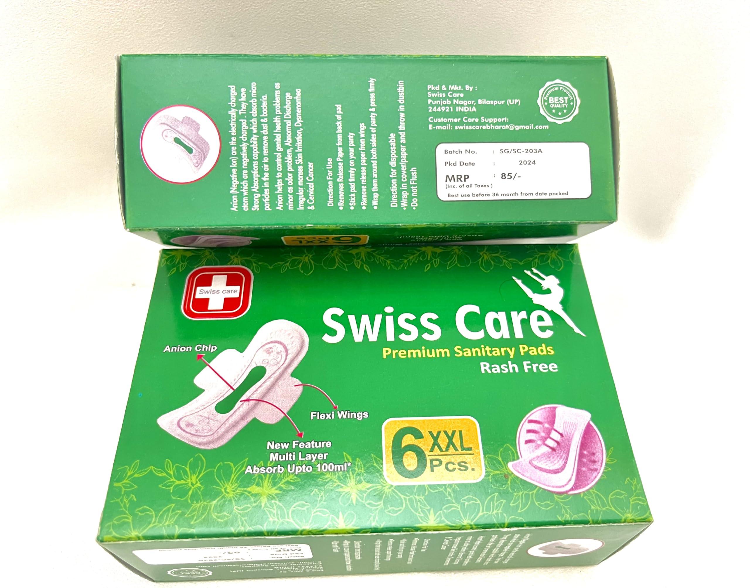 Swiss Care Swiss Care Women\'s Secure Night Sanitary Pads Up to 100% Leakage Protection | Super Absorbent | Cottony Soft | Rash And Toxins Free -XXL(Pack of 5)