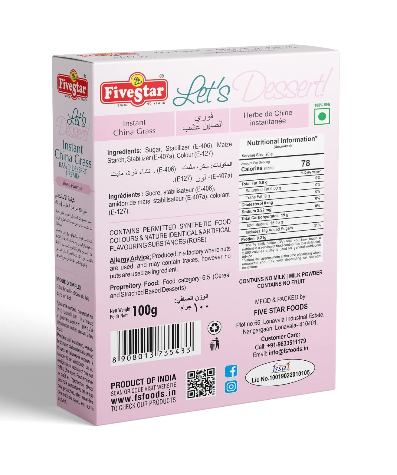 FIVESTAR Five Star China Grass Mix Rose 100g Box for Children and Adults |Easy to Make | Ready to Eat - Pack of 7