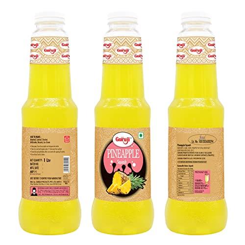 SHREE Guruji Shree Guruji Kesaria Thandai & Pineapple Squash Combo Pack Refreshing Drink for Summer Dry Fruit Syrup Sharbat Instant Refreshing Drink(1 Liter)