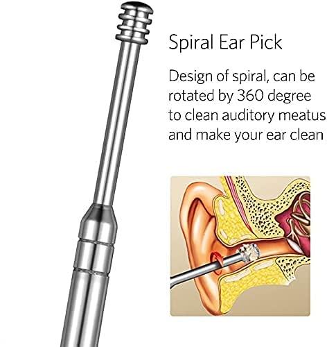 GOLD MAX GOLD MAX Ear wax removal kit, reusable ear cleaning tools with a small brush and portable storage box, stainless steel ear cleaners pick tools set of 6pcs to effectively remove accumulated