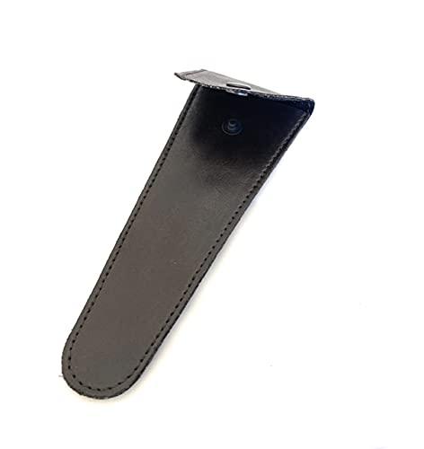 GBS Leather Straight Razor Case -- Brown Leather with Snap Button