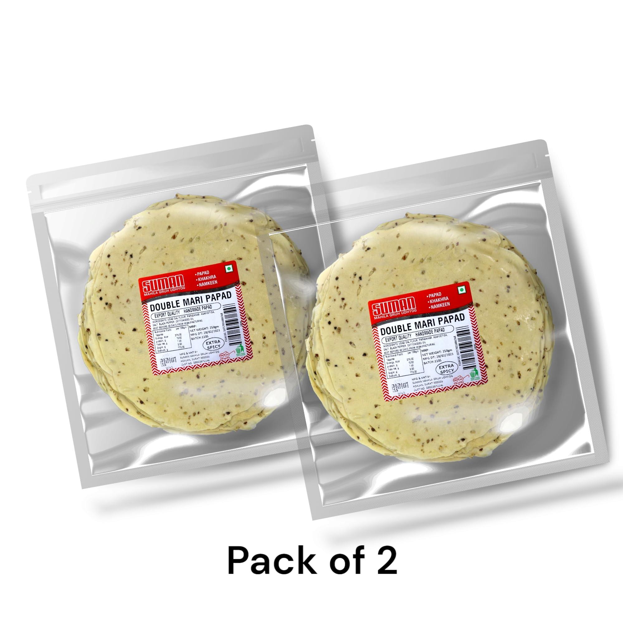 SuMAn PAPAD SUMAN PAPAD Fresh Papad |Double Mari Handmade Papad| 250GM (Pack of 2)