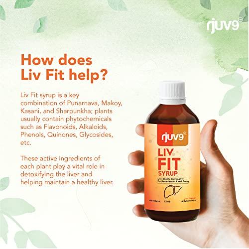 RJUV9 Rjuv9 Liv Fit Syrup - 200ml, Detox & Repair Fatty Liver Formula, Viral Liver Infection, Maintain the Functionality, Cleanse Supplement, Premium Liver Health for Men & Woman, Herbal Extract.