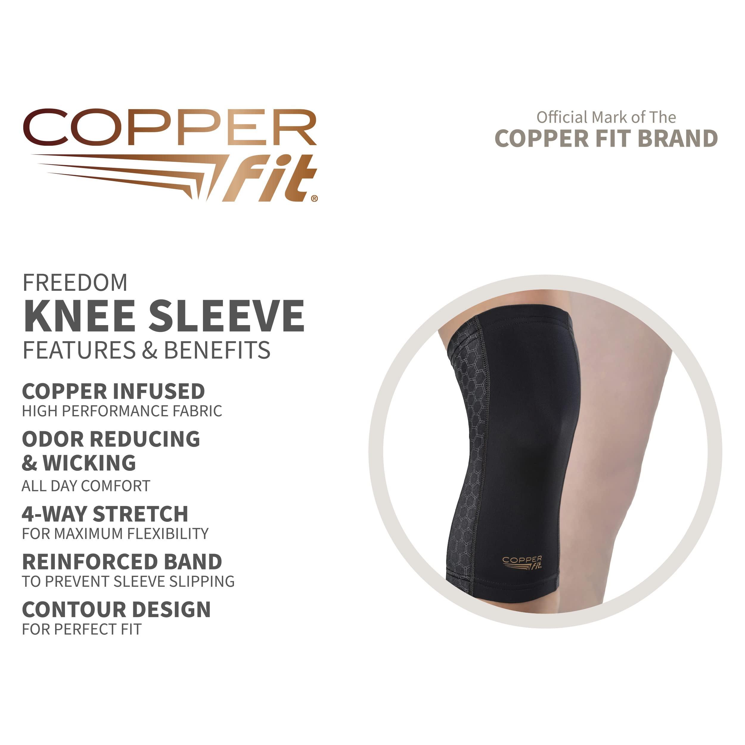 Copper Fit Copper Fit Plus Size Freedom Knee Compression Sleeve, Black, Small