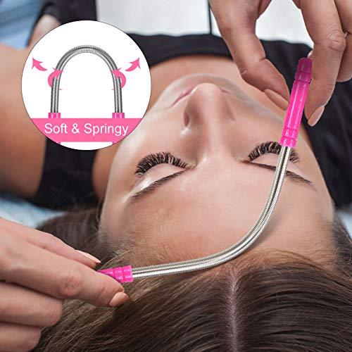 Honoson 12 Pieces Facial Hair Removal Set Including 4 Pieces Hair Removal Spring 4 Pieces Eyebrow Trimmer 4 Pieces Stainless Steel Tweezers Facial Remover Threading Tool for Facial Hair, Upper Lip Cheeks