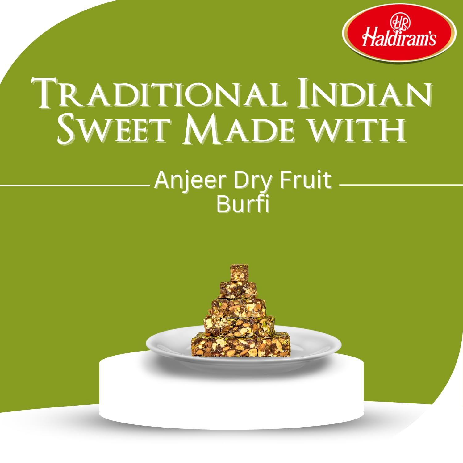 Haldiram’s Haldiram\'s Anjeer Dry Fruit Burfi 400g | Indian Mithai | Anjeer Barfi | Premium Handcrafted Traditional Sweets | No Artificial Colours, Flavours and Preservatives | Indian Sweets Gift Pack | Pack of 1