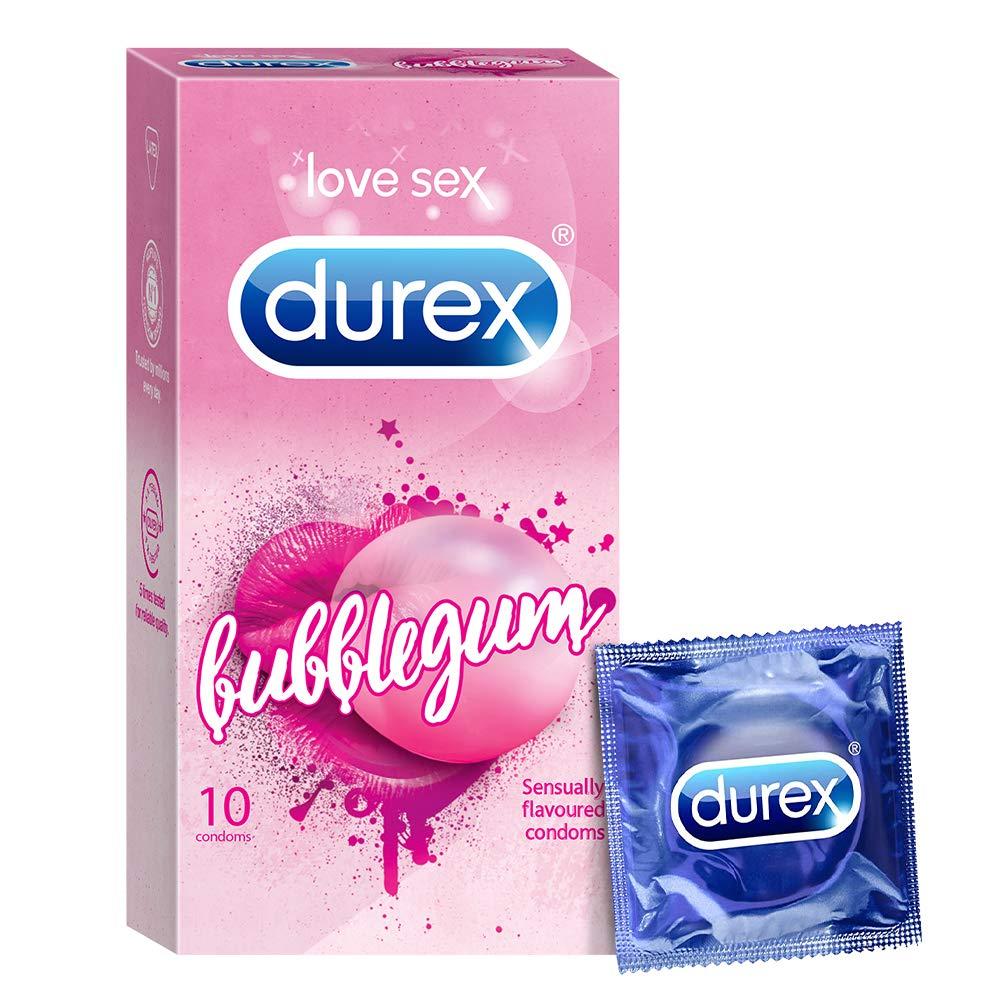 Durex Durex Bubblegum Flavoured Condoms for Men - 10 Count |Suitable for use with lubes & toys