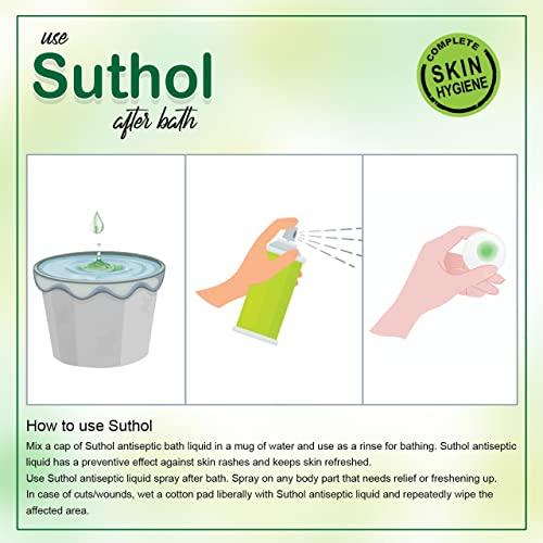 BOROLINE BOROLINE's Suthol Active Aloe Vera Liquid 200 ml X 4 | Stops Skin Irritations, Prickly Heat, Itching, Rashes | With Neem & Aloe vera | Ayurvedic Antiseptic Body Hygiene Liquid (Pack of 4)