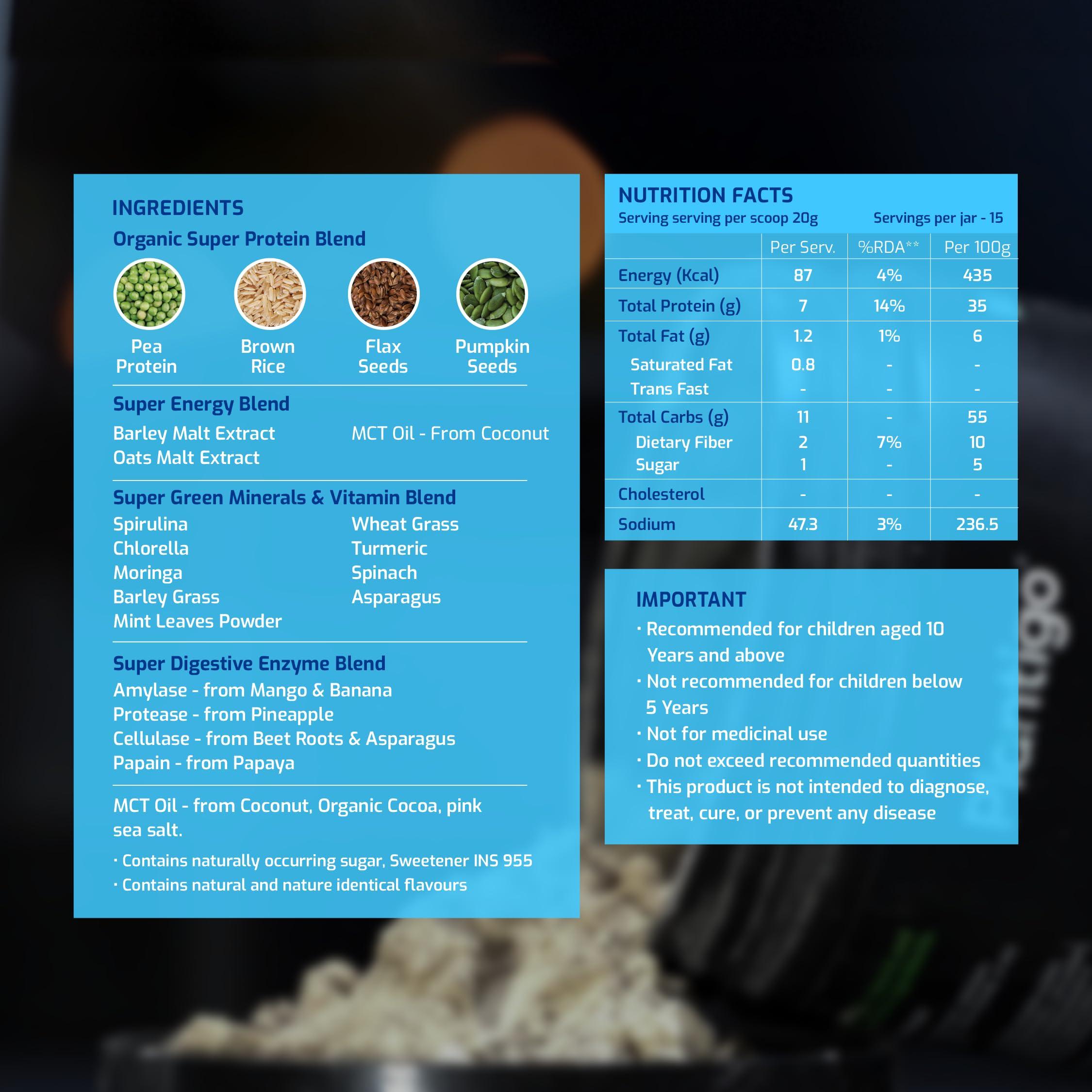 PLANTIGO Plantigo Kids Protein 14g, 11 Vitamins, 8 Minerals, Vegan Nutrition Supplement | Muscle, Bone Growth & Brain Health | Plant Based Protein Powder for Kids 10+ years | (Swiss Chocolate Flavor - 500g)