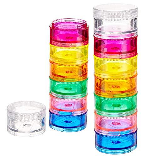 Deke Home 2 Pack Rainbow 7 Day Stackable Pill Organizer case Tower Box Medicine Planner Small case (Seven Day Weekly Travel Container) Medication, Vitamin Holder Organizer Pillbox Dispenser. Daily Organizers