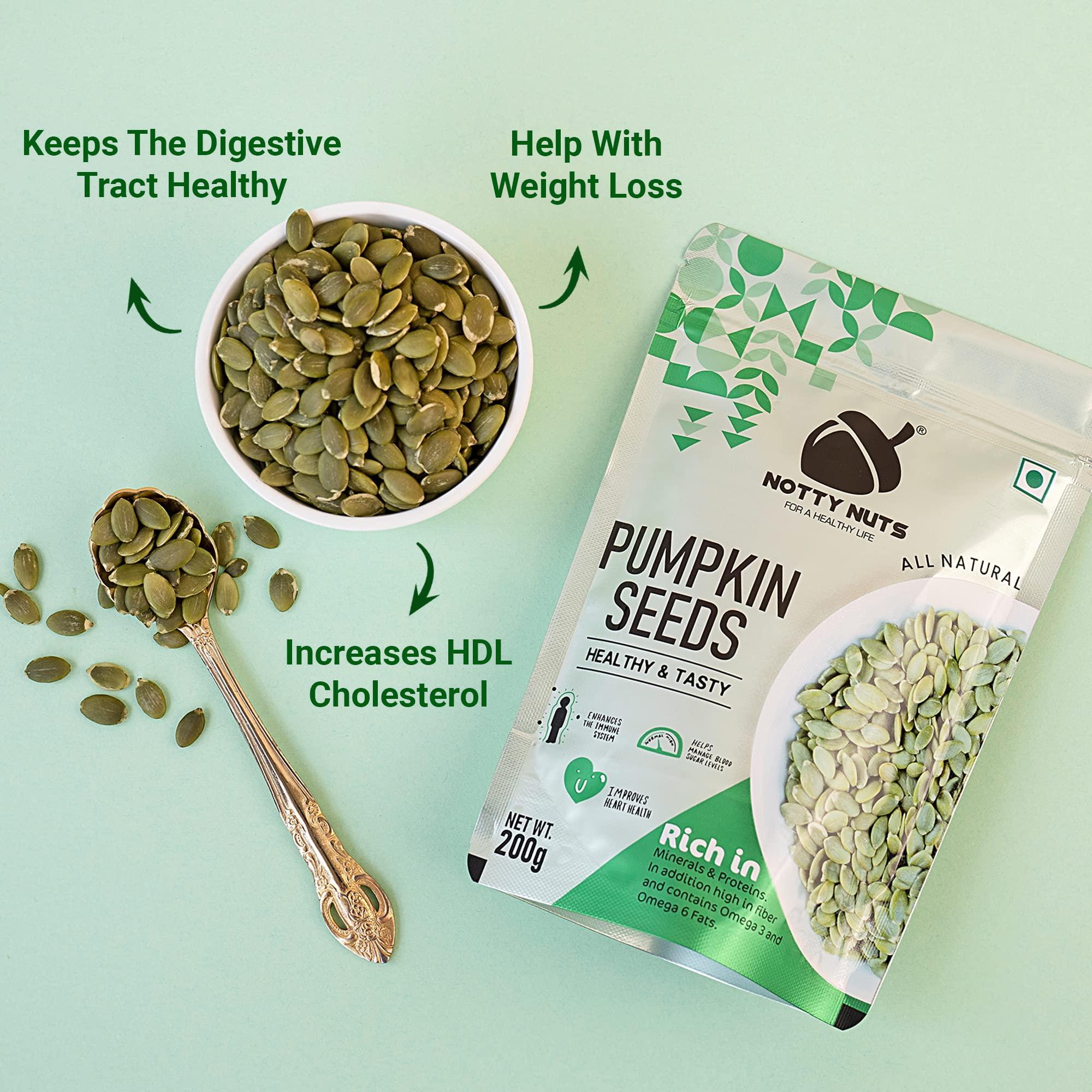 Notty Nuts -FOR A HEALTHY LIFE Notty Nuts Pumpkin Seeds 200g | Raw Pumpkin Seeds for Eating | Immunity Booster Seeds | Protein and Fiber Rich Superfood