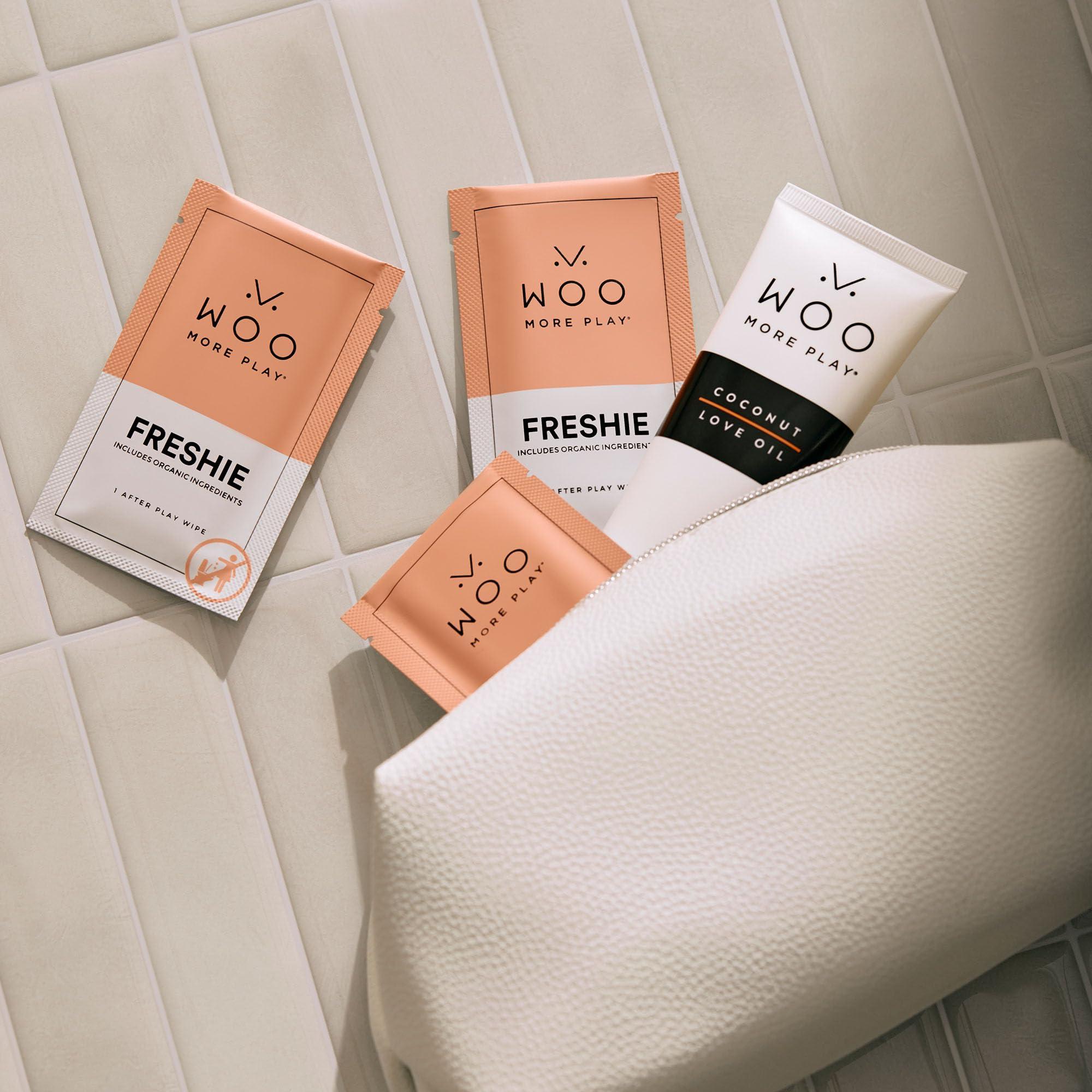 Woo More Play Woo More Play: Freshies - 10ct - All-Natural Towelettes - Refreshing Aroma - Vitamins, Antioxidants, and Antibacterial - Promotes Healthy Skin - Reduce Risk of Inflammation/UTIs