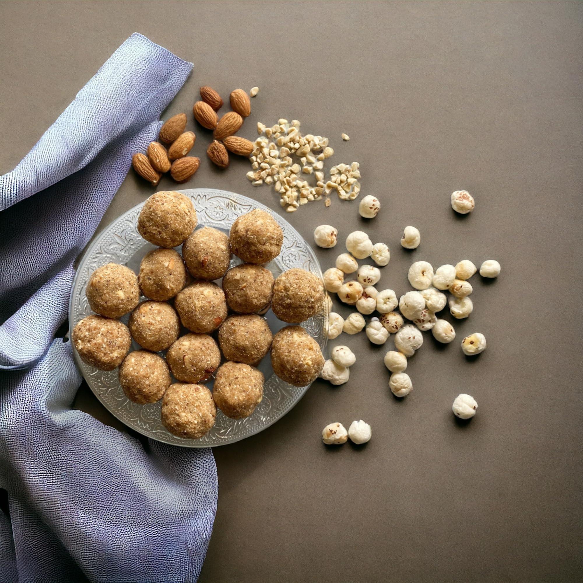 Aarav Foods Aarav Foods Makhana Dryfruits Laddu | Made in desi ghee with dates, dry dates & jaggery - Pack of 2 (500 gm each)