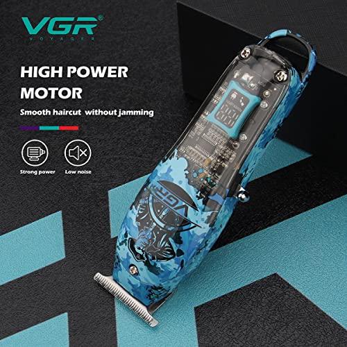 VGR VGR V-923 Professional Electric Hair Clipper with Digital LED display Beard Trimmer for Men, 150 min Runtime and 3 Guide combs (Black)