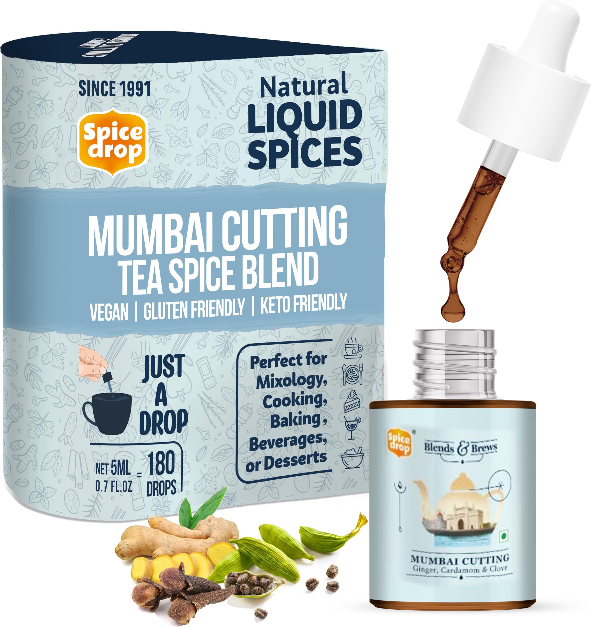 Spice Drop Spice Drop Mumbai Cutting Chai Masala Extract | Contains Cardamom, Ginger & Clove | Flavors 180 cups | 5ML equals 125 grams of powder | No preservative | 1 drop per cup | Tea Masala Drops