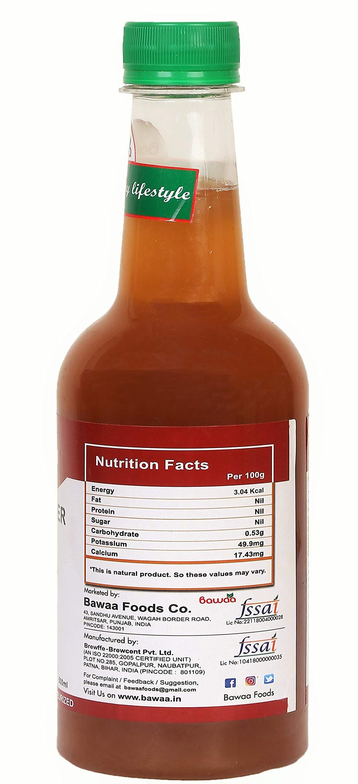 Bawaa Bawaa Apple Cider Vinegar with Mother - Raw, Unfiltered, Unpasteurized, 500 ml ( Pack of 4 )