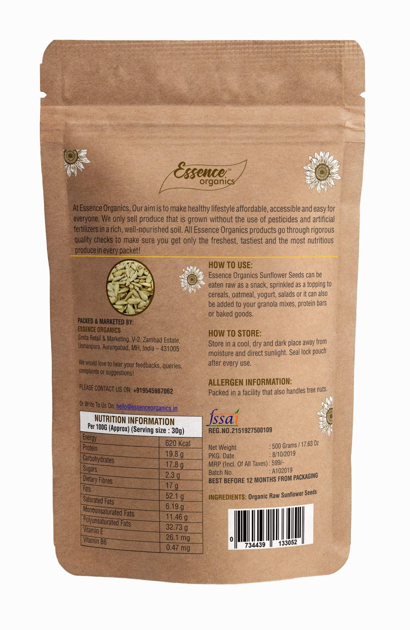 Essence Organics Essence Organics USDA Organic Seeds Combo - Pumpkin Seeds & Sunflower Seeds (500 Grams Each) - Organic Seeds For Eating