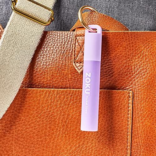 Zoku ZOKU - Reusable Straw with Case for thinKitchen:, for Travel, Work and On The Go, Collapsible Stainless Steel Metal Straw with Silicone Mouthpiece, Ideal for Key Chains, Pockets