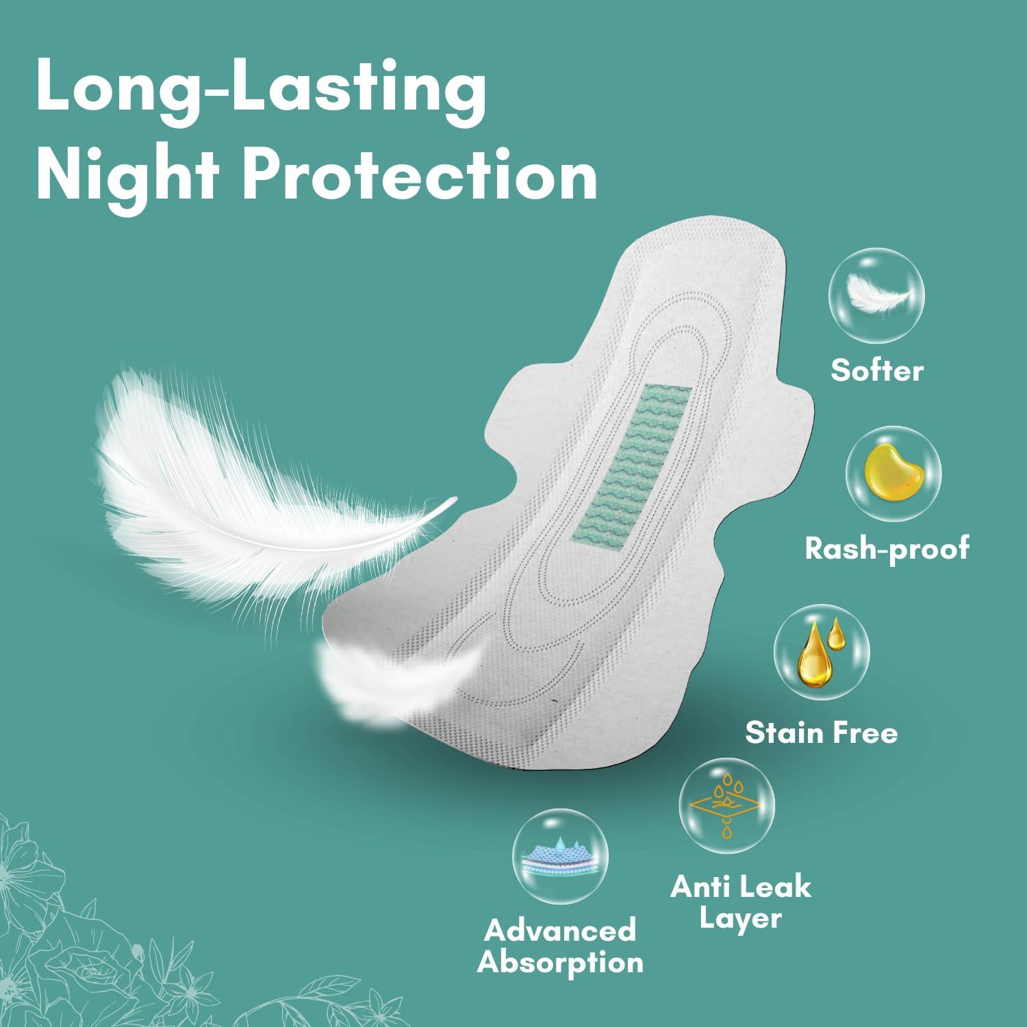 Nature Krafted Nature Krafted Sanitary Pads Ultra Thin Rash Free & Fragrance Free For All Skin Types | Organic Cotton Top Sheet | High Absorbency Pads For Day & Night (XL, 36 Pcs)