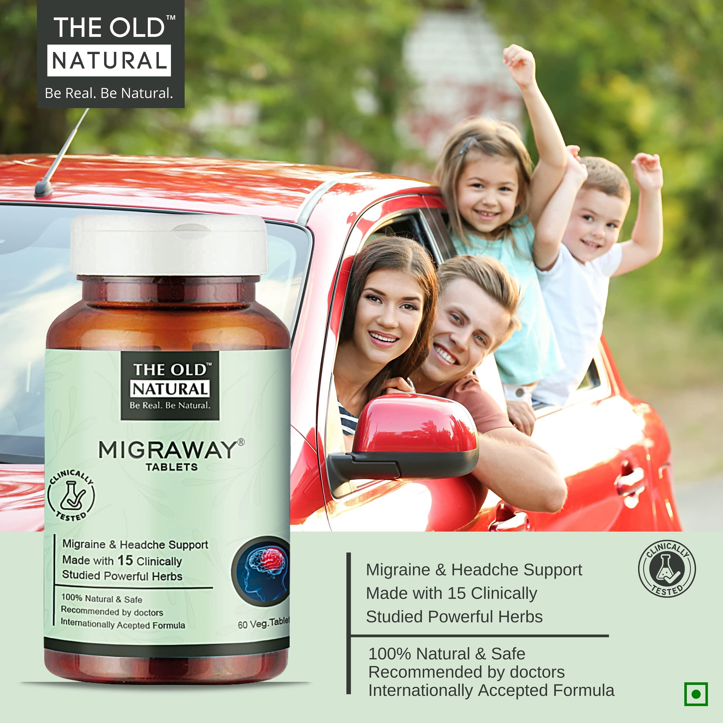 The Old Natural The Old Natural Migraway 300 Tablets I Clinically Proven formula for Migraine Relief - (Pack of 5-300 Tablets)