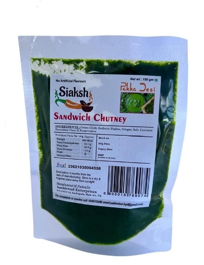 Siaksh Siaksh Mumbai special Sandwich Chatpati Green Instant Ready Mix Chutney For Breakfast,snacks Use with pure ingrediants| Perfect as a Dip, Spread, Cooking Sauce With Delicious Taste 150 Pack of 3