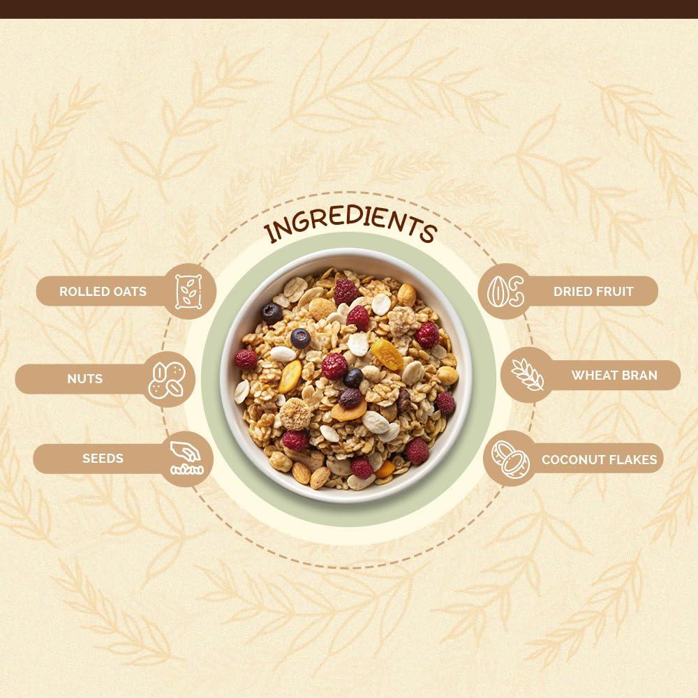 Beanut Beanut Chocolate Muesli with Millet 400g | Power Breakfast | Protein Snack | High Fiber Food | Breakfast Cereal | Source of Protein & Fibre, Multigrain Breakfast