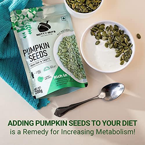 Notty Nuts -FOR A HEALTHY LIFE Notty Nuts Pumpkin Seeds 200g | Raw Pumpkin Seeds for Eating | Immunity Booster Seeds | Protein and Fiber Rich Superfood