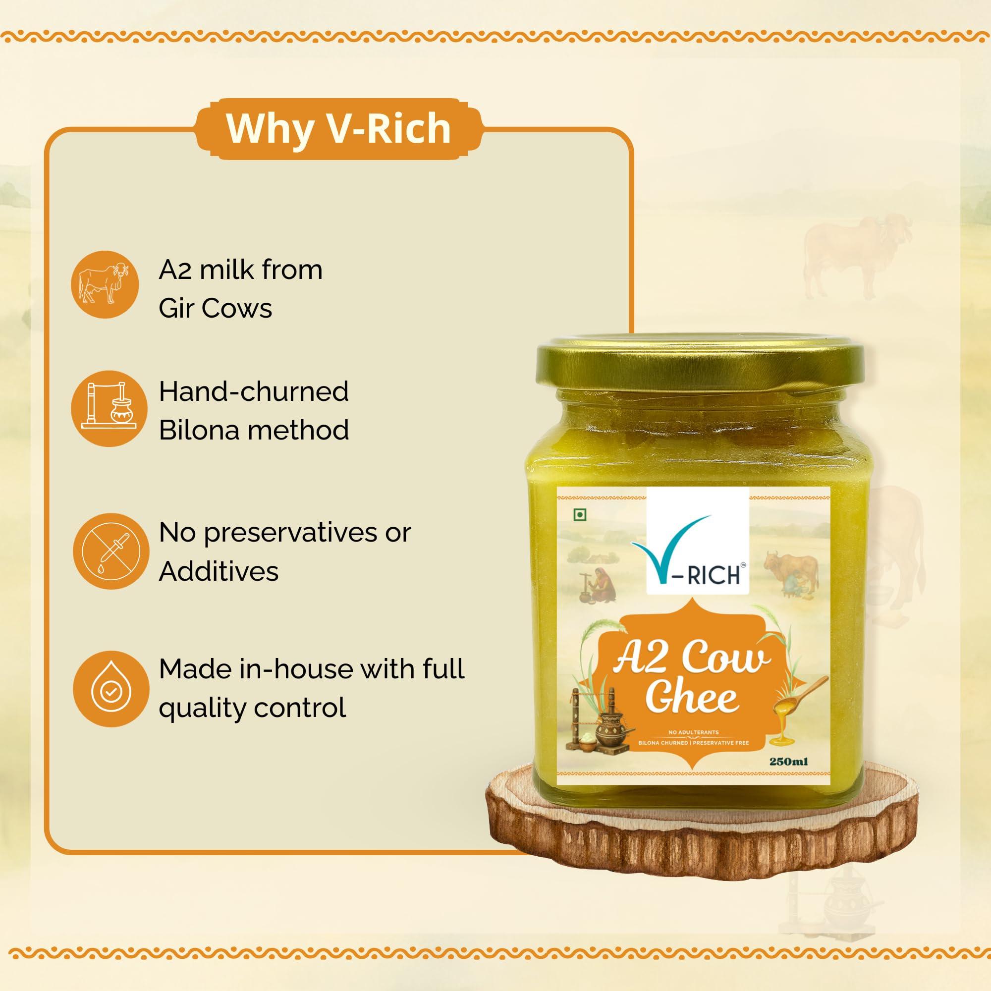 V-Rich A2 Desi Cow Ghee (250ml)