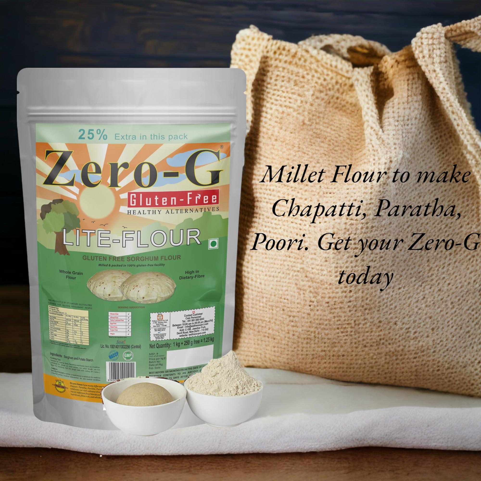 ZERO - G ZERO - G Gluten Free Lite Flour (1.25 Kg) + Zero-G Makki Roti Flour (500G) - Sorghum (Jowar) Atta For Perfect Rotis, Gluten-Free Makki Roti Flour Blend|All Purpose Gluten-Free Flour|High Dietary Fiber
