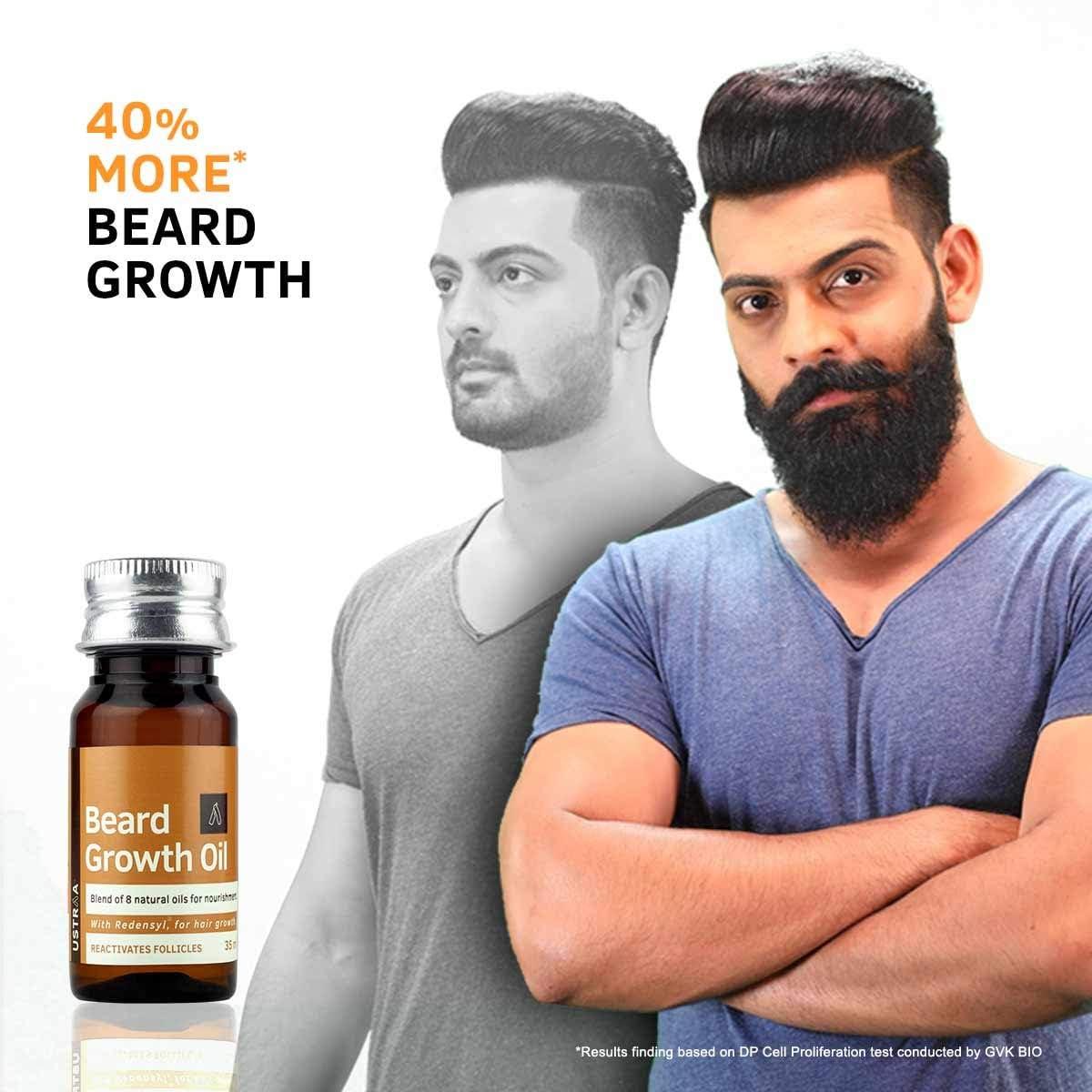 Ustraa Ustraa Beard Growth Oil - 35ml - More Beard Growth, With Redensyl, 8 Natural Oils including Jojoba Oil, Vitamin E, Nourishment & Strengthening, No Harmful Chemicals