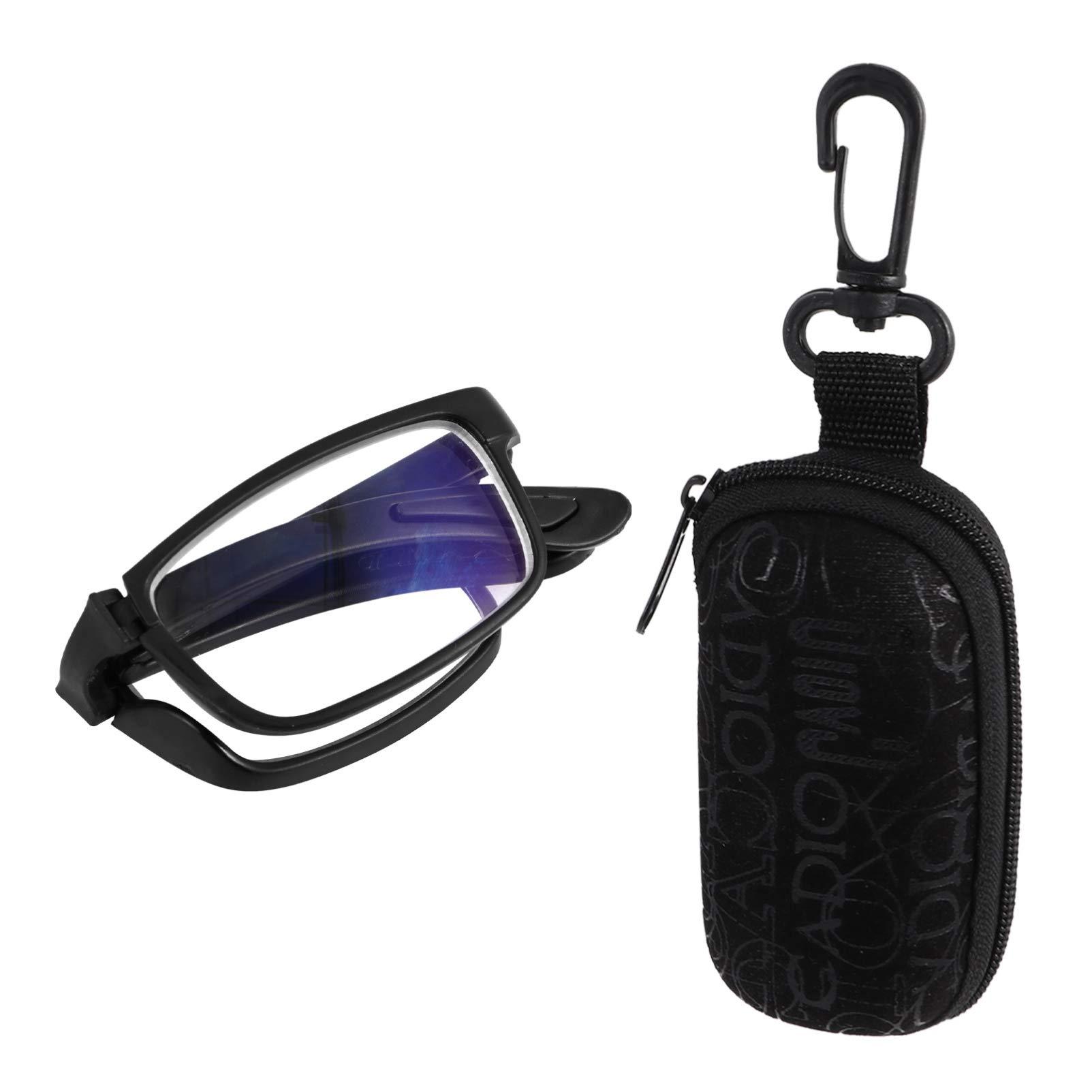 Artibetter ARTIBETTER Folding Nearsighted Myopia Glasses Foldable Reading Glasses Readers Compact Computer Reading Glasses Blue Light Blocking Glasses with Case for Women Men 200 Degree