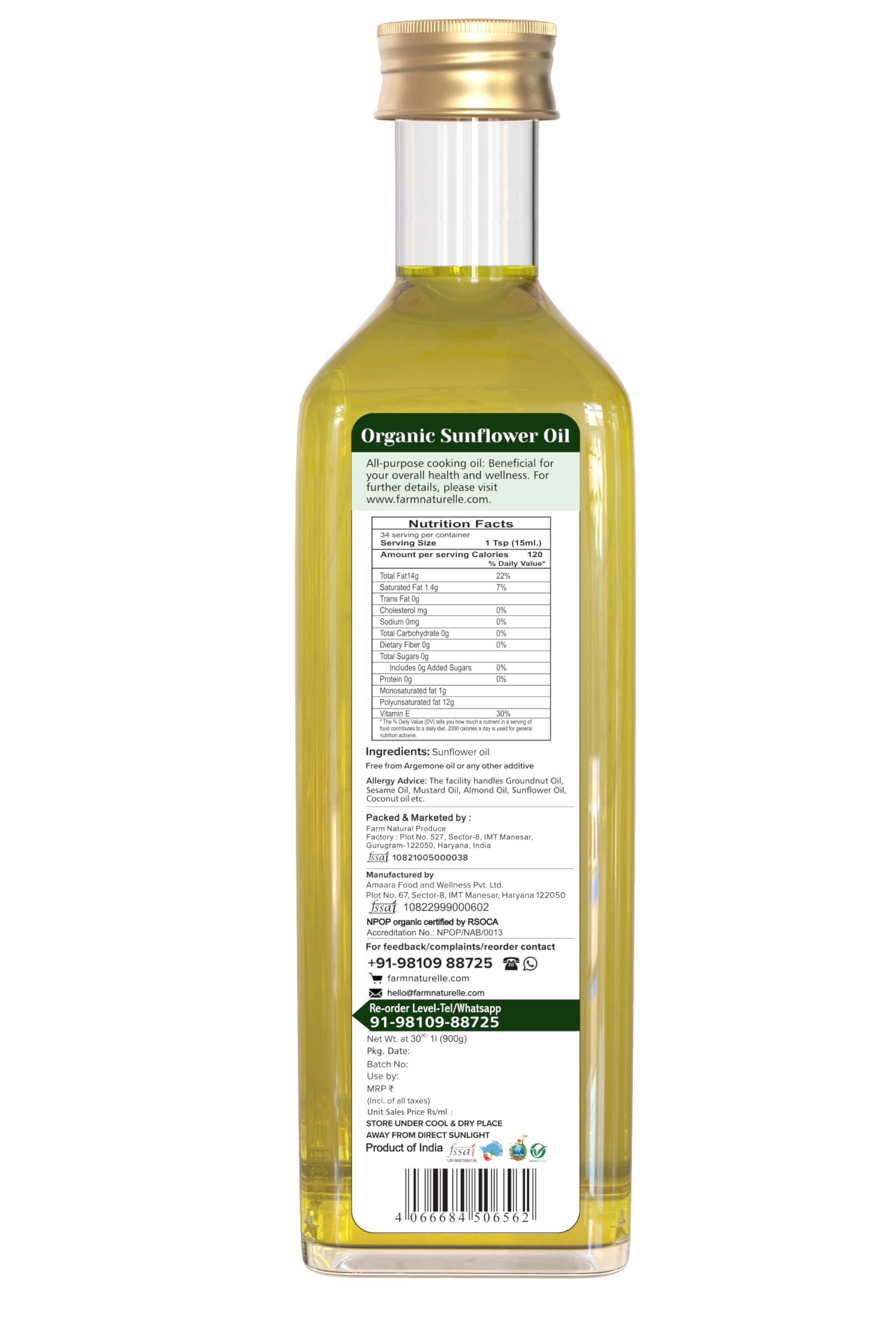WOW Cooking Oils WOW Cooking Oils Organic Sun Flower Cooking Oil, 1L