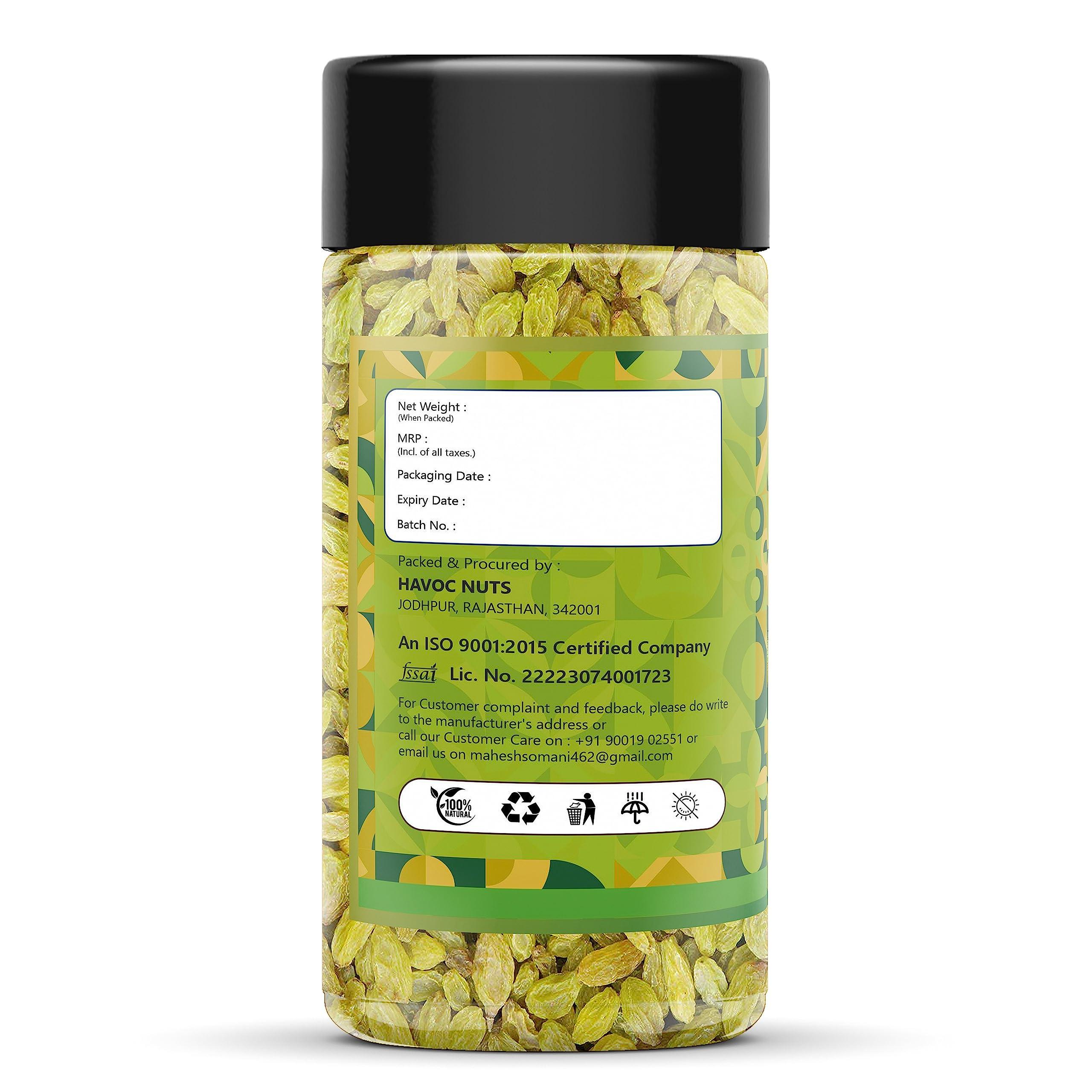HAVOC NUTS HAVOC NUTS Green Raisins|Green Kishmish|Dried Kishmish 250 Grams