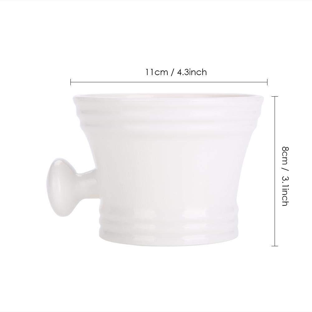 riteu Shaving Bowl, Ceramic Shaving Shave Soap Mug Bowl With Ball Grip Handle, Abs Men's Shaving Foam Bowl, 11 11 8cm(White)