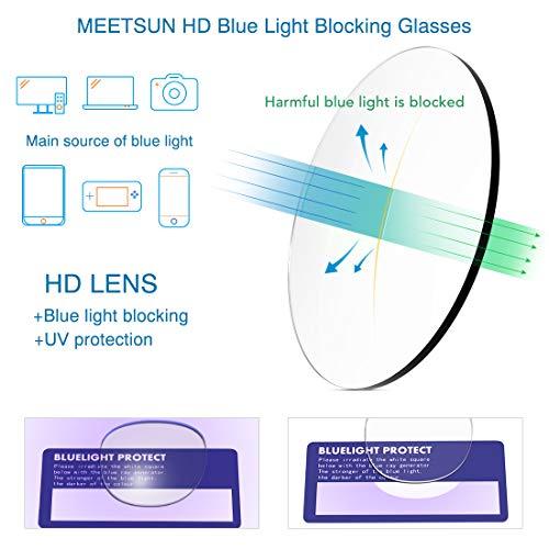 MEETSUN MEETSUN Blue Light Blocking Glasses Nerd Eyeglasses Frame,Anti Blue Lights Computer Reading Gaming Glasses For Women Men 2 Pack Black Leopard Tortoise HEV Clear Lens