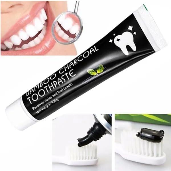 ALI SHIPPING Natural Bamboo Charcoal Toothpaste for Teeth Whitening - Organic, Fluoride-Free, Removes Plaque & Stains, Freshens Breath, Gentle on Sensitive Teeth