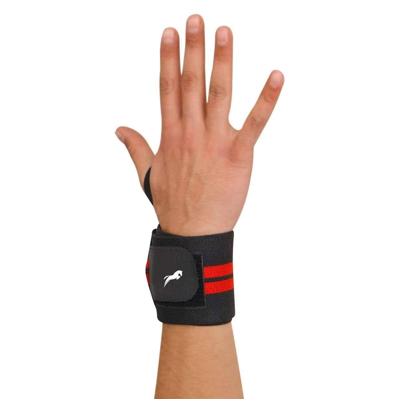 JUST RIDER JUST RIDER Wrist Support Band With Thumb Loops - Professional Grade Wrist Braces for Men & Women - Weight Lifting, Crossfit, Powerlifting, Strength,Training, Gymnastics, Bowling (Red)