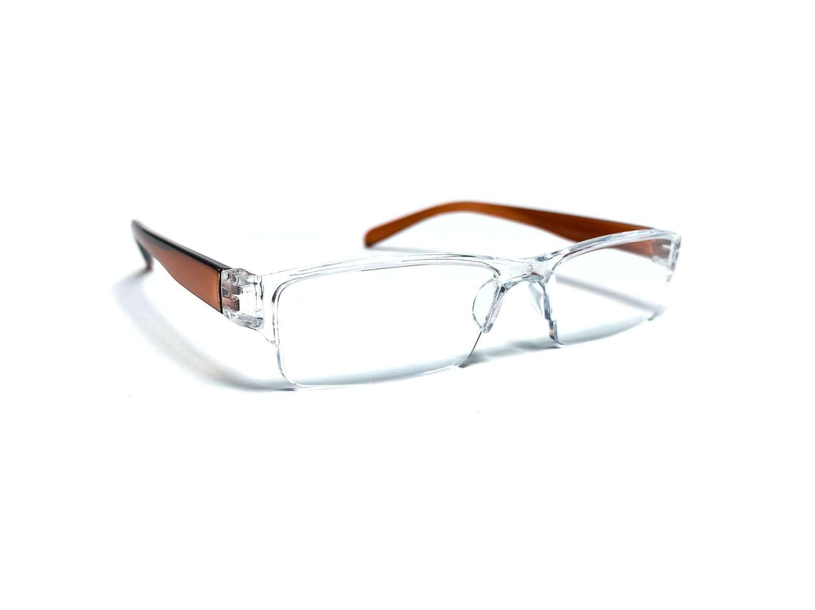 DR. B\'s Readers DR.BS Readers Reading Rectangular Glasses For Men and Women | Reduce Eye Strain & Fatigue Protection from Screen Glare | Transparent, Lightweight and Comfortable Half Rim Frame, (Brown + 2.00)