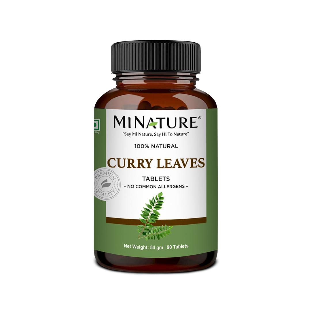 minature mi nature curry Leaves Tablet (Murraya koenigii) | Pure & Natural | Free from chemical & Preservative| Plant Based Gluten Free |90 Tablet, 45 Days Supply 1000mg